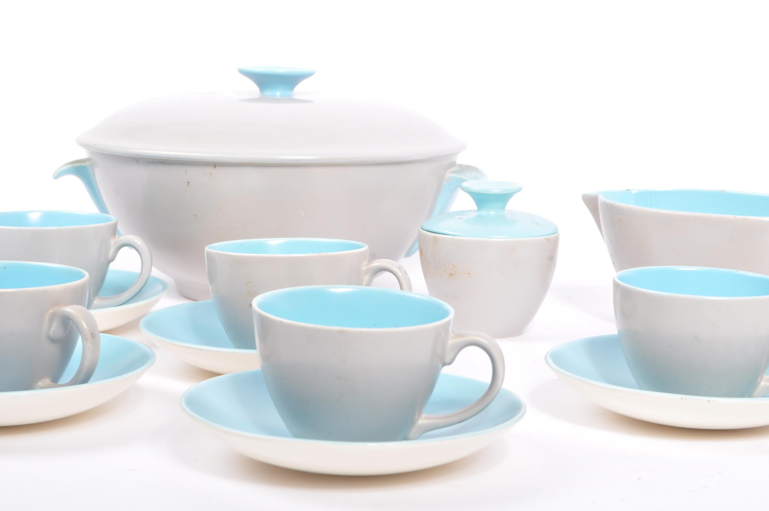 VINTAGE GREY & SKY BLUE TWINTONE SERVICE BY POOLE POTTERY - Image 2 of 8