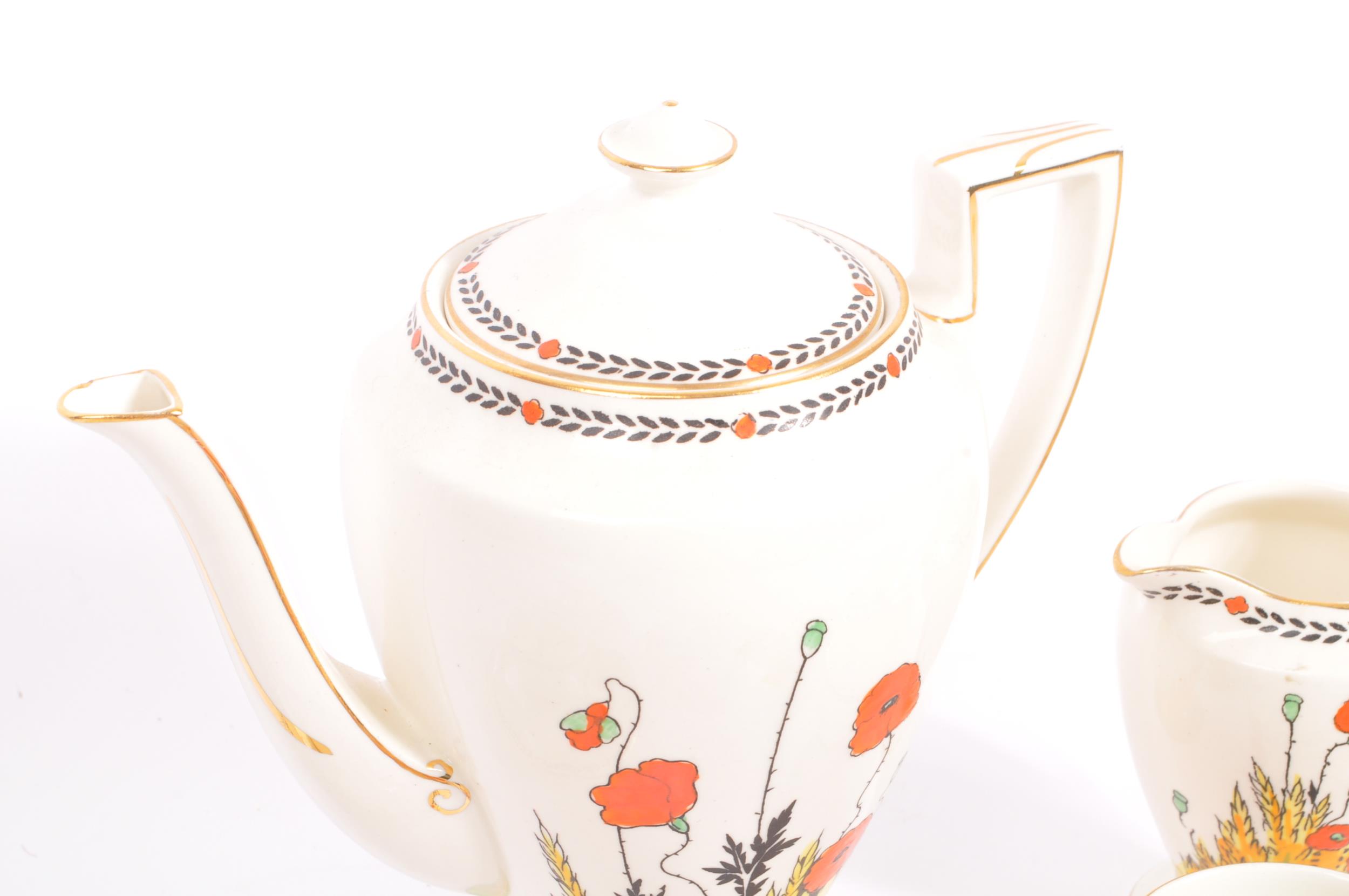 ART DECO 1930S CROWN DUCAL POPPY PATTERN TEA SET - Image 5 of 7