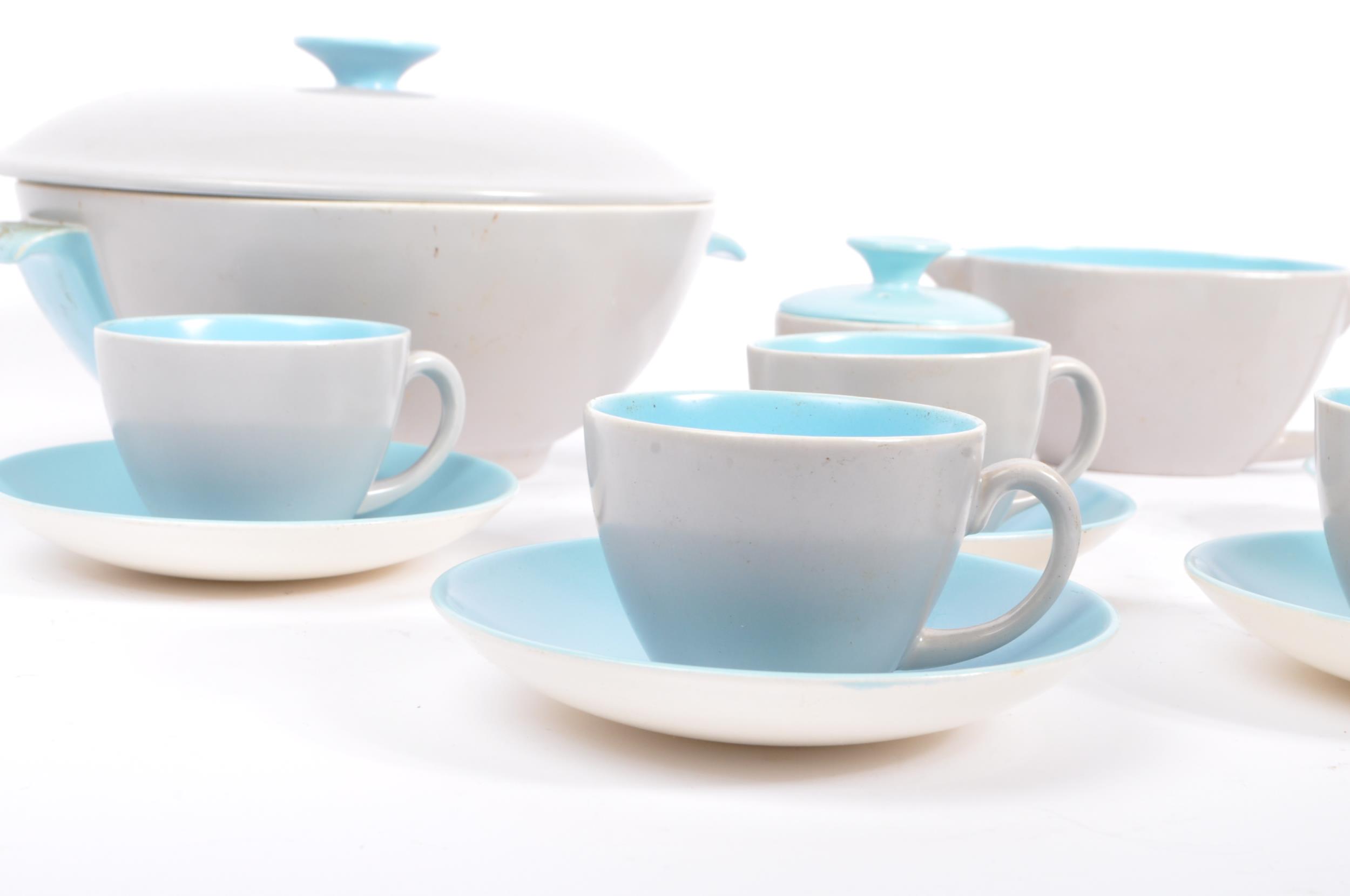 VINTAGE GREY & SKY BLUE TWINTONE SERVICE BY POOLE POTTERY - Image 6 of 8