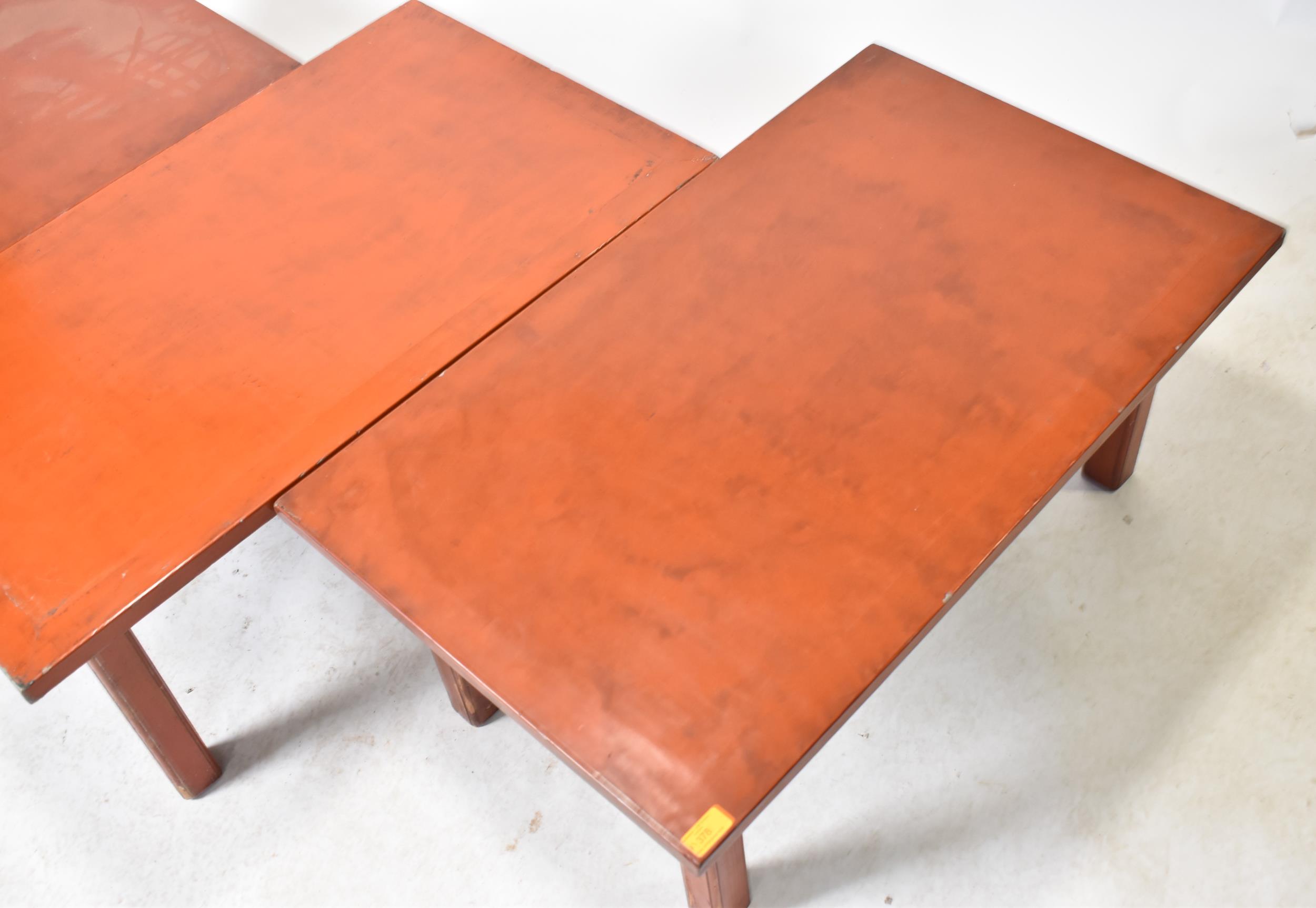 GROUP OF THREE 20TH CENTURY RED LACQUERED COFFEE TABLES - Image 2 of 6