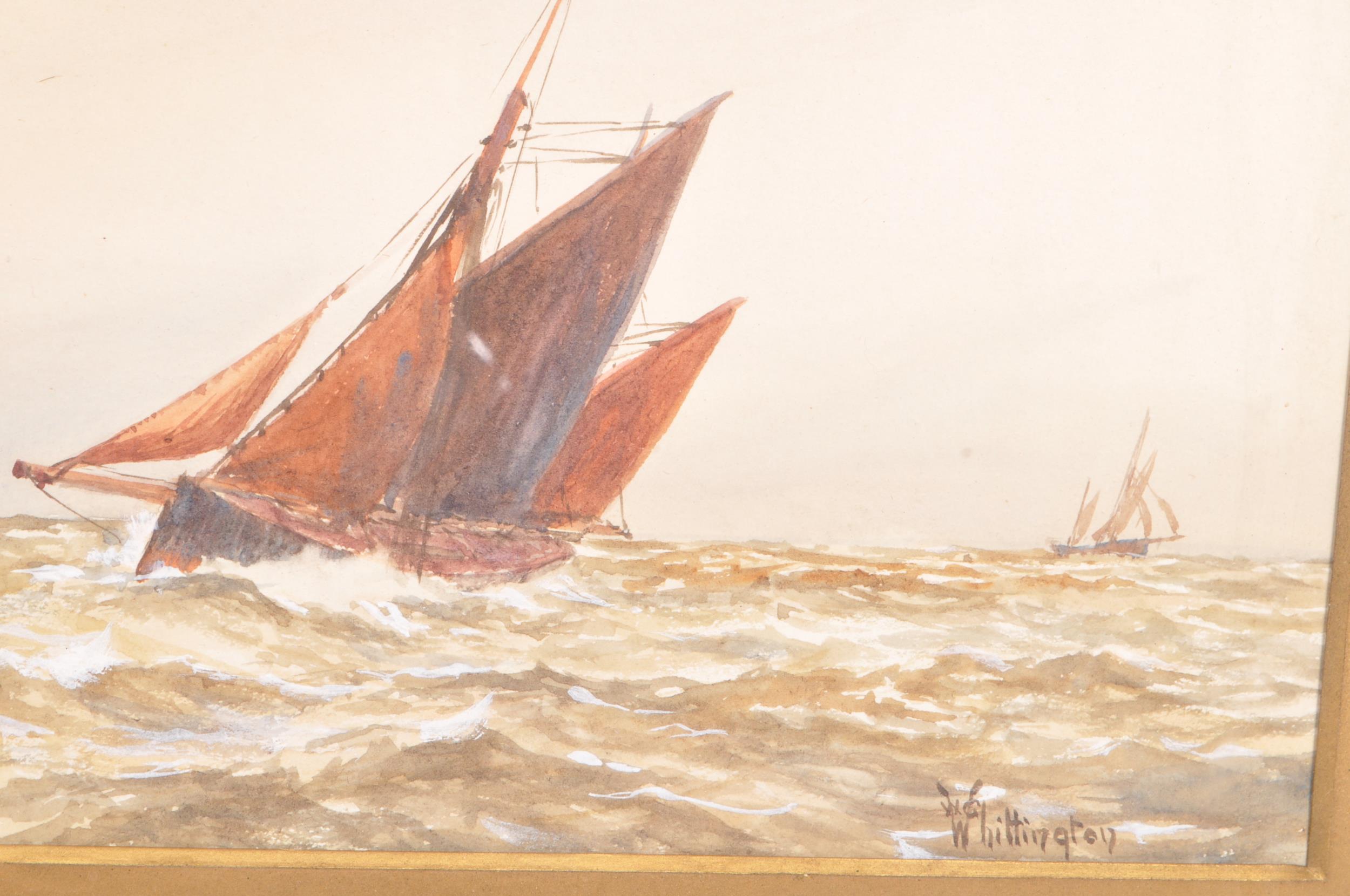 TWO 19TH MARITIME SAILING BOAT SCENES BY WG WHITTINGTON - Image 6 of 7