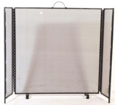 CONTEMPORARY EBONISED METAL FOLDING FIRE SCREEN