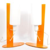 PAIR OF CONTEMPORARY ORANGE RETRO STYLE TABLE LAMPS