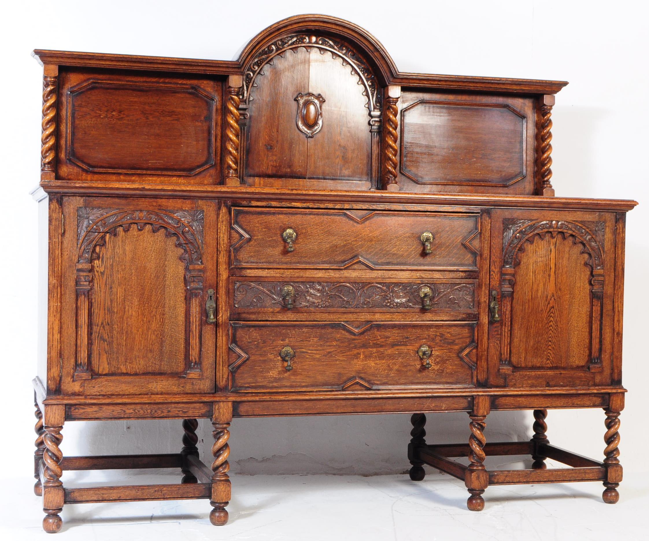 JACOBEAN REVIVAL IPSWICH OAK BUFFET SIDEBOARD