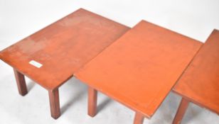GROUP OF THREE 20TH CENTURY RED LACQUERED COFFEE TABLES