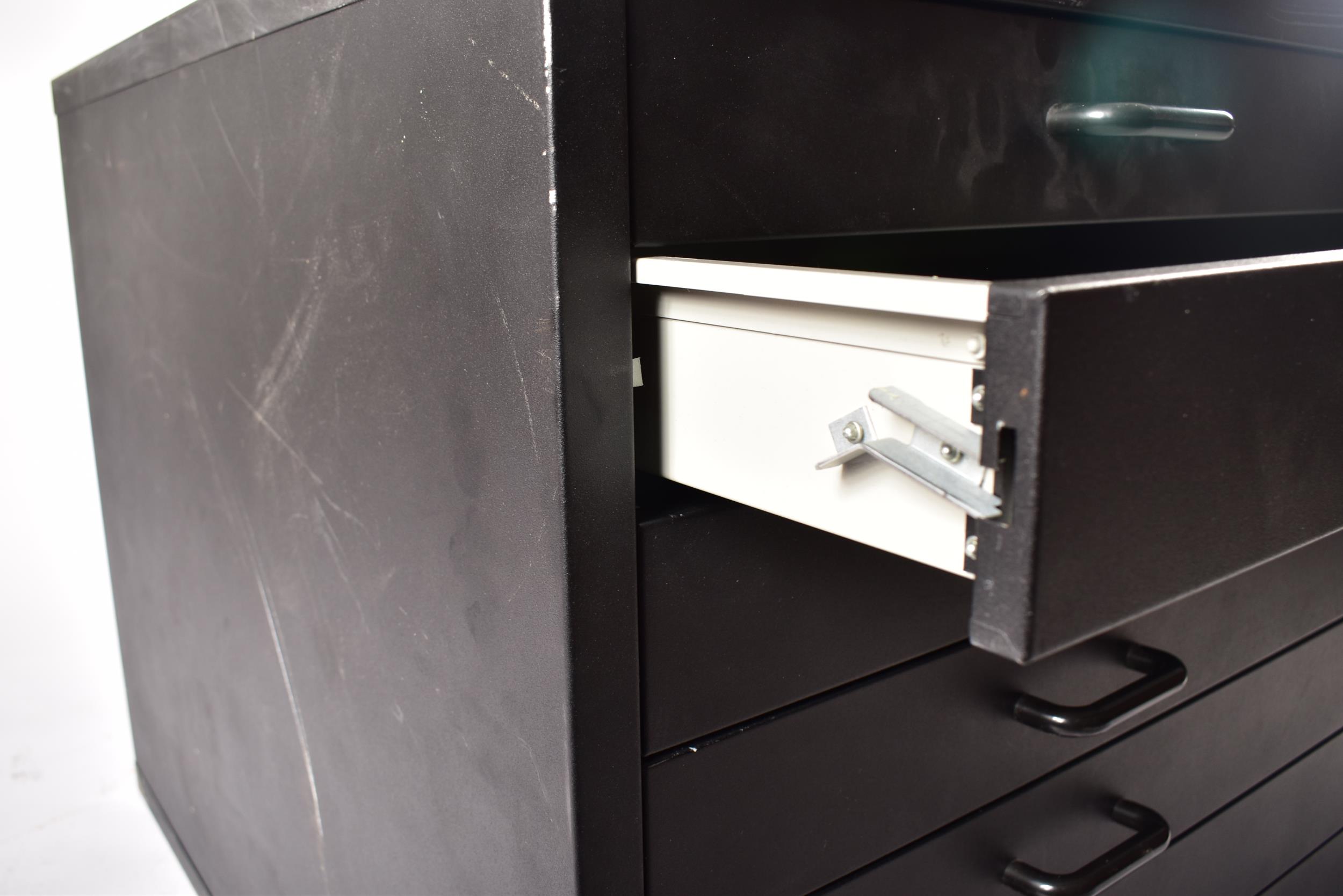 LARGE CONTEMPORARY BLACK PAINTED METAL FILING CABINET CHEST - Image 3 of 8