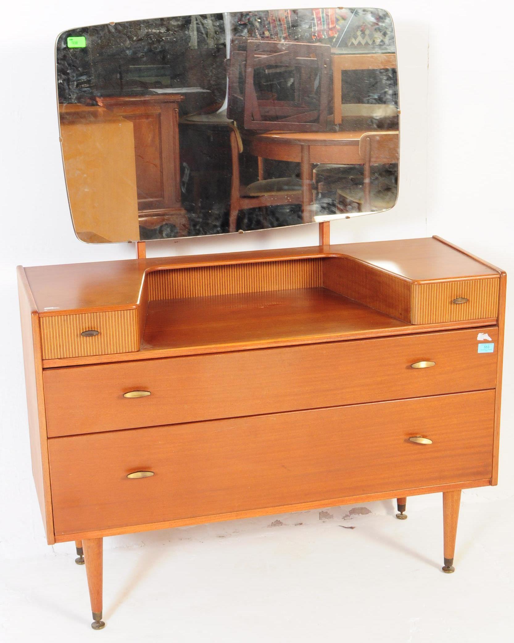 RETRO MID CENTURY TEAK DRESSING TABLE CHEST OF DRAWERS - Image 2 of 8