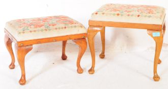 TWO EARLY 20TH CENTURY 1940S TAPESTRY FOOTSTOOLS