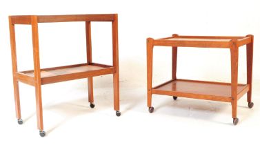 TWO MID 20TH CENTURY TEAK DRINKS SERVING TROLLEYS