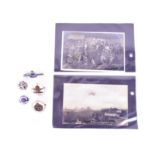 WWI FIRST WORLD WAR RELATED BADGES + EARLY FLIGHT POSTCARD