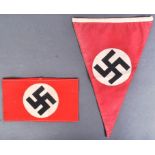 WWII SECOND WORLD WAR GERMAN NSDAP ARMBAND AND PENNANT FLAG