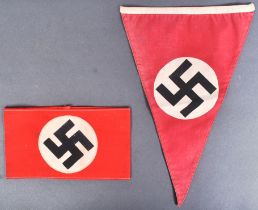 WWII SECOND WORLD WAR GERMAN NSDAP ARMBAND AND PENNANT FLAG