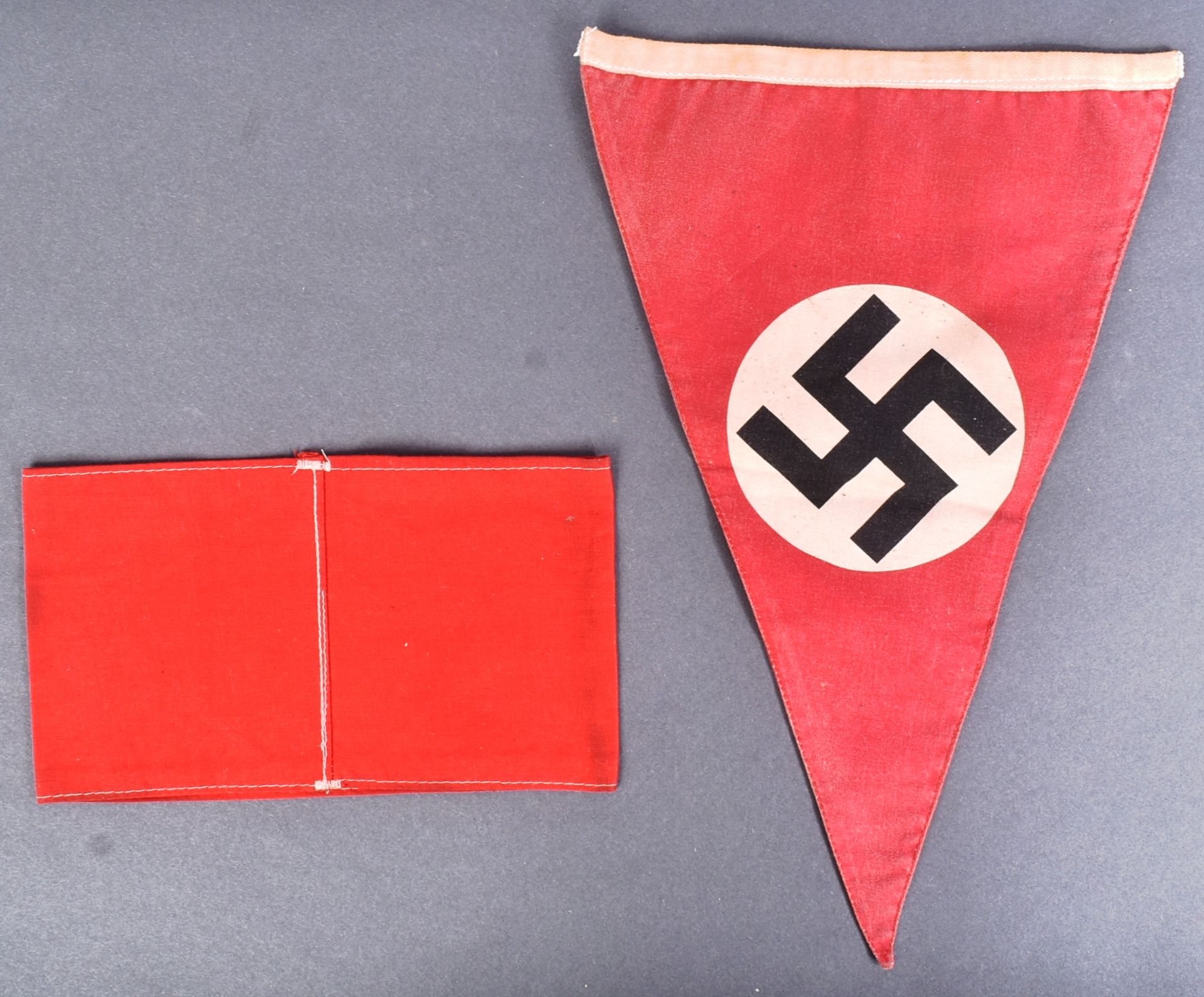 WWII SECOND WORLD WAR GERMAN NSDAP ARMBAND AND PENNANT FLAG - Image 4 of 4