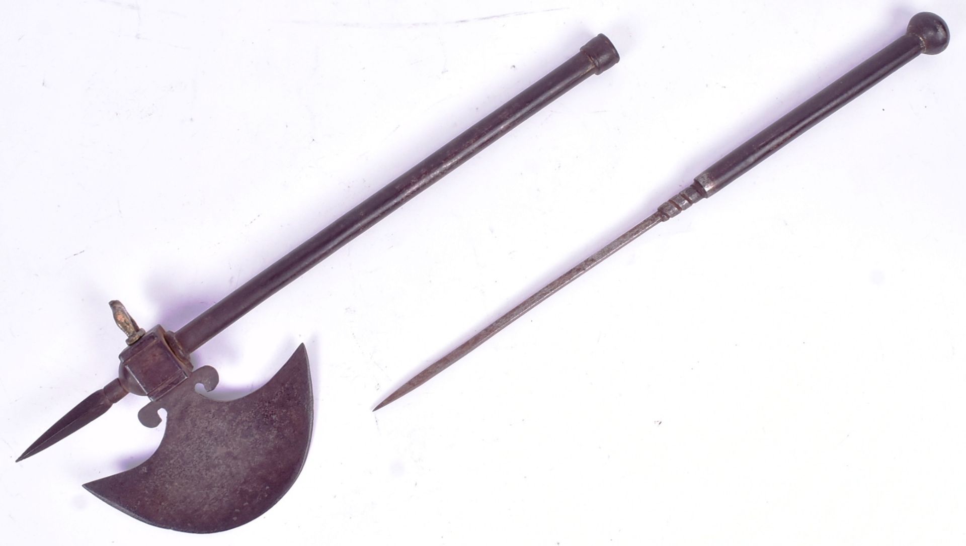 19TH CENTURY INDIAN TABAR AXE WITH CONCEALED BLADE - Image 3 of 6