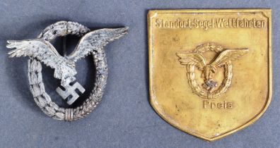 WWII SECOND WORLD WAR GERMAN LUFTWAFFE PILOTS BADGE & SHIELD