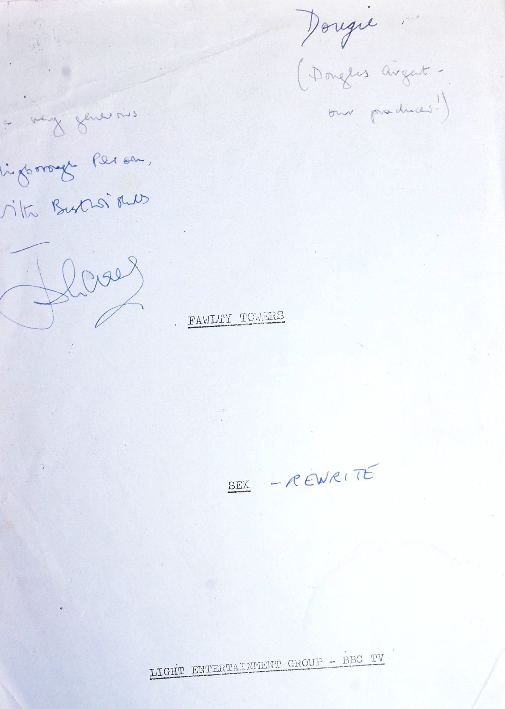 FAWLTY TOWERS (BBC SITCOM) - ORIGINAL PRODUCTION SCRIPT - Image 3 of 5