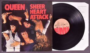 QUEEN - FULL BAND SIGNED SHEER HEART ATTACK LP SLEEVE