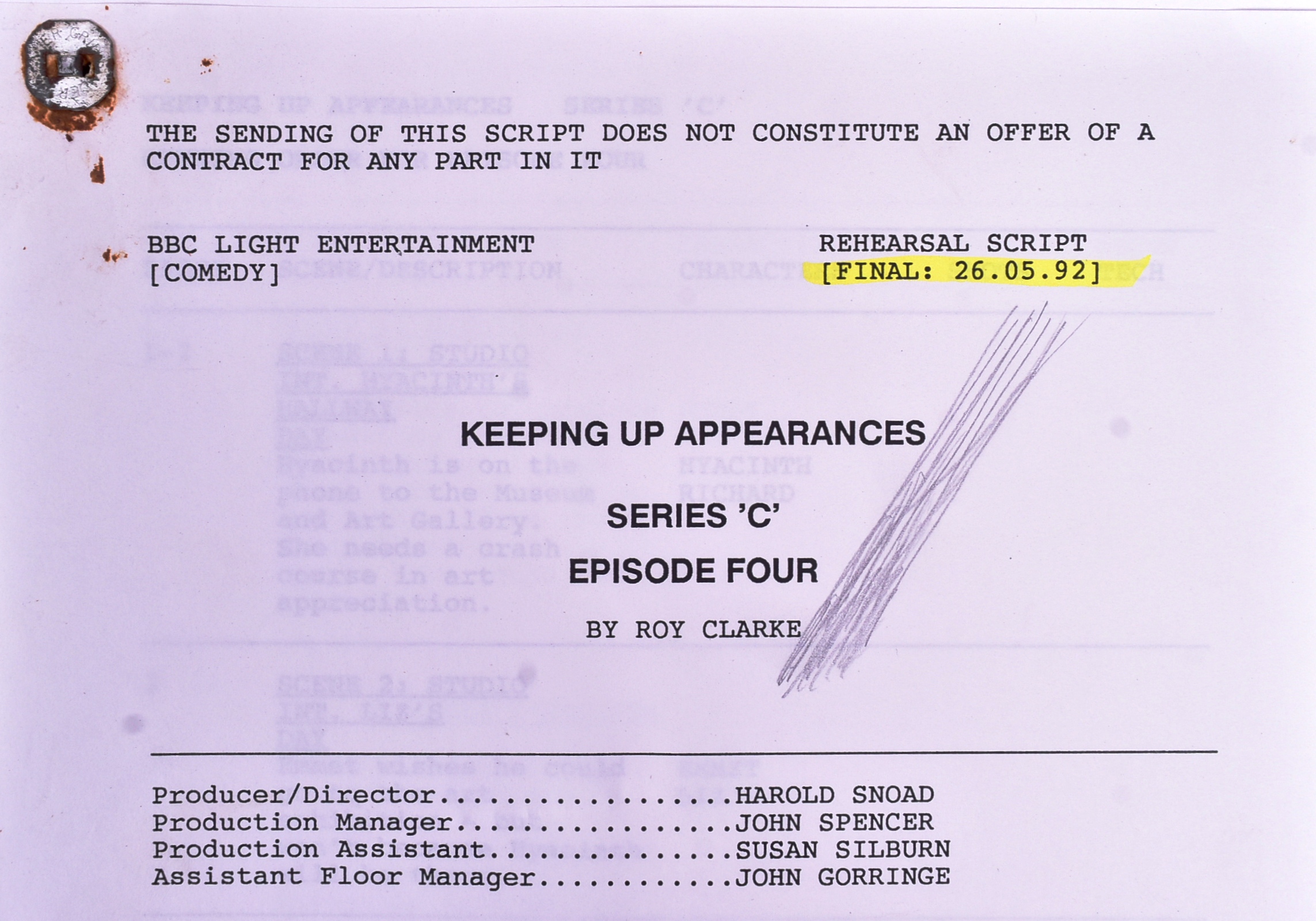 ORIGINAL KEEPING UP APPEARANCES PRODUCTION USED SCRIPT - Image 2 of 5