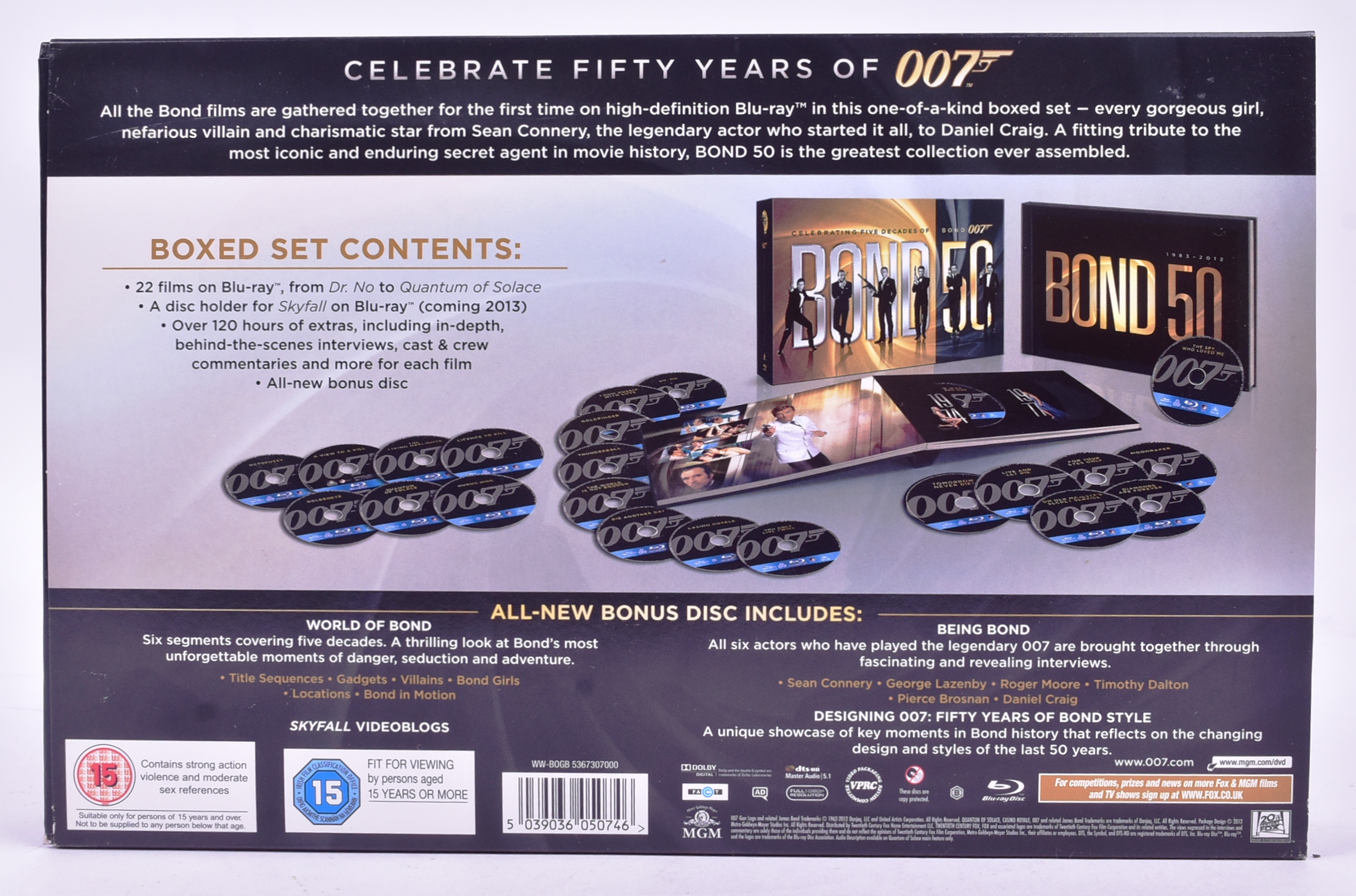 JAMES BOND 007 - ' FIVE DECADES ' BLU RAY DVD COLLECTION BOX SET - Image 3 of 5