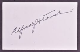 ALFRED HITCHCOCK (1899-1980) - AUTOGRAPH ON CARD