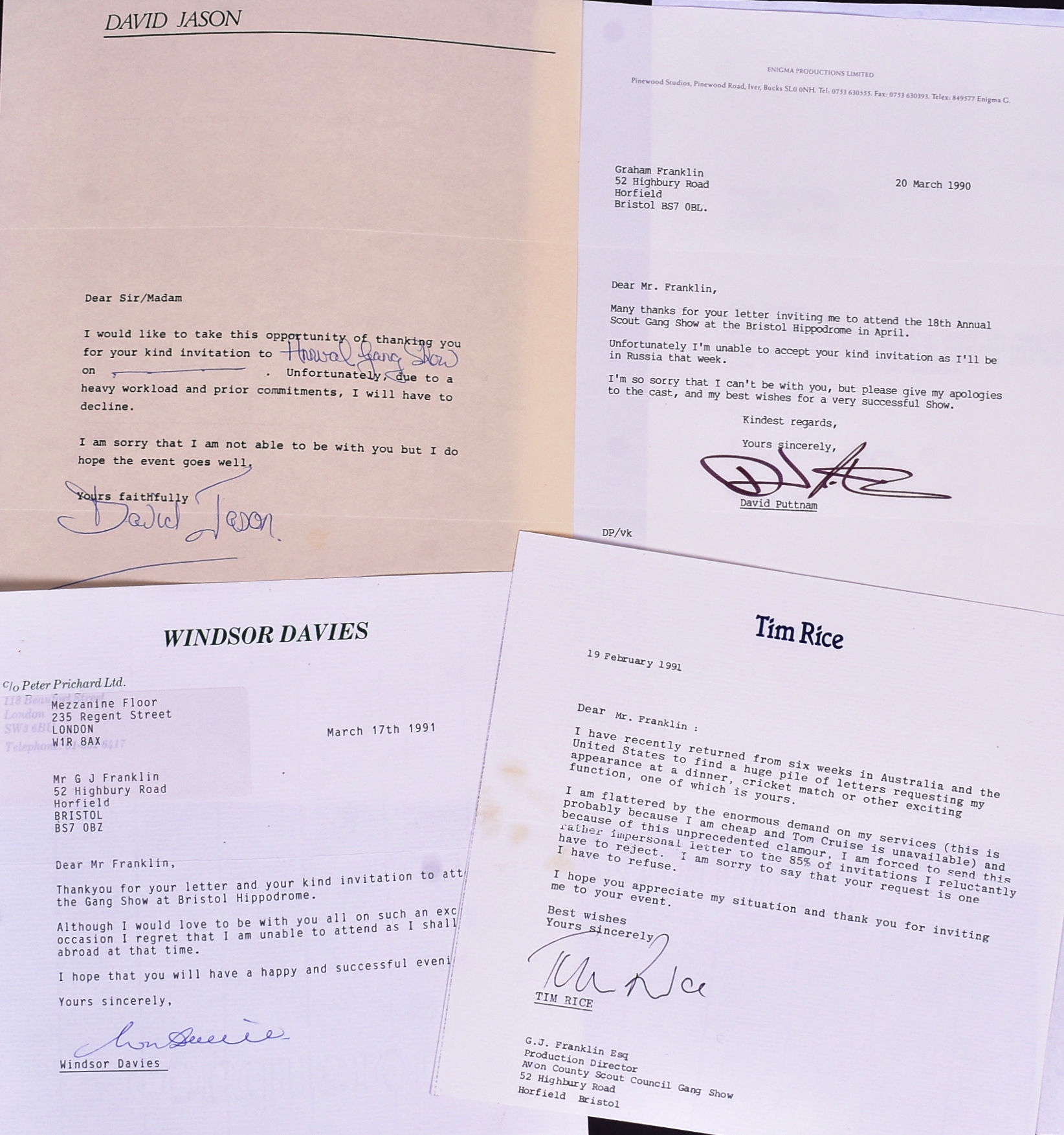 AUTOGRAPHS - COLLECTION OF 1980S SIGNED LETTERS - Image 5 of 6