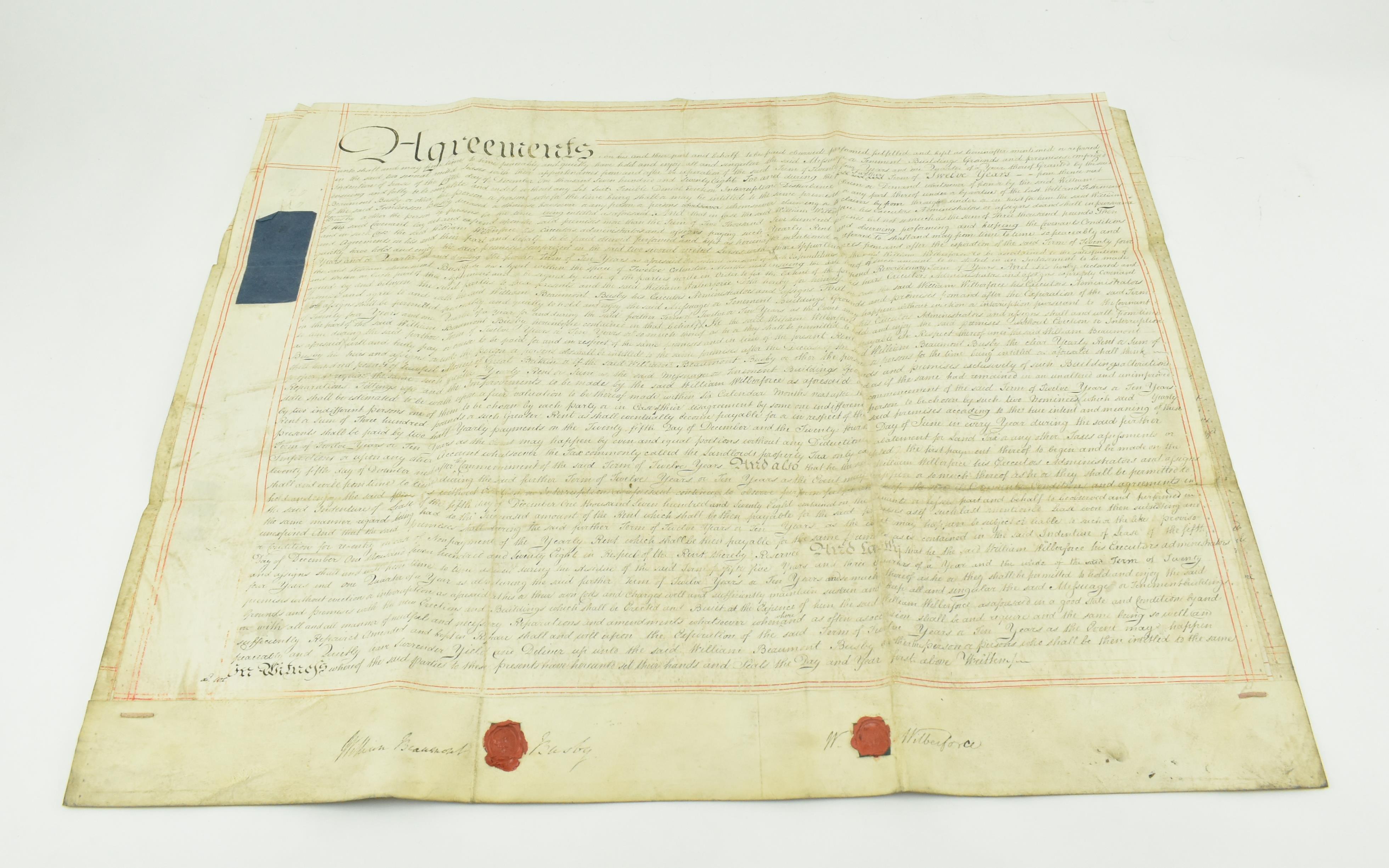 WILLIAM WILBERFORCE. 1806 SIGNED INDENTURE ON KENSINGTON GORE - Image 3 of 12