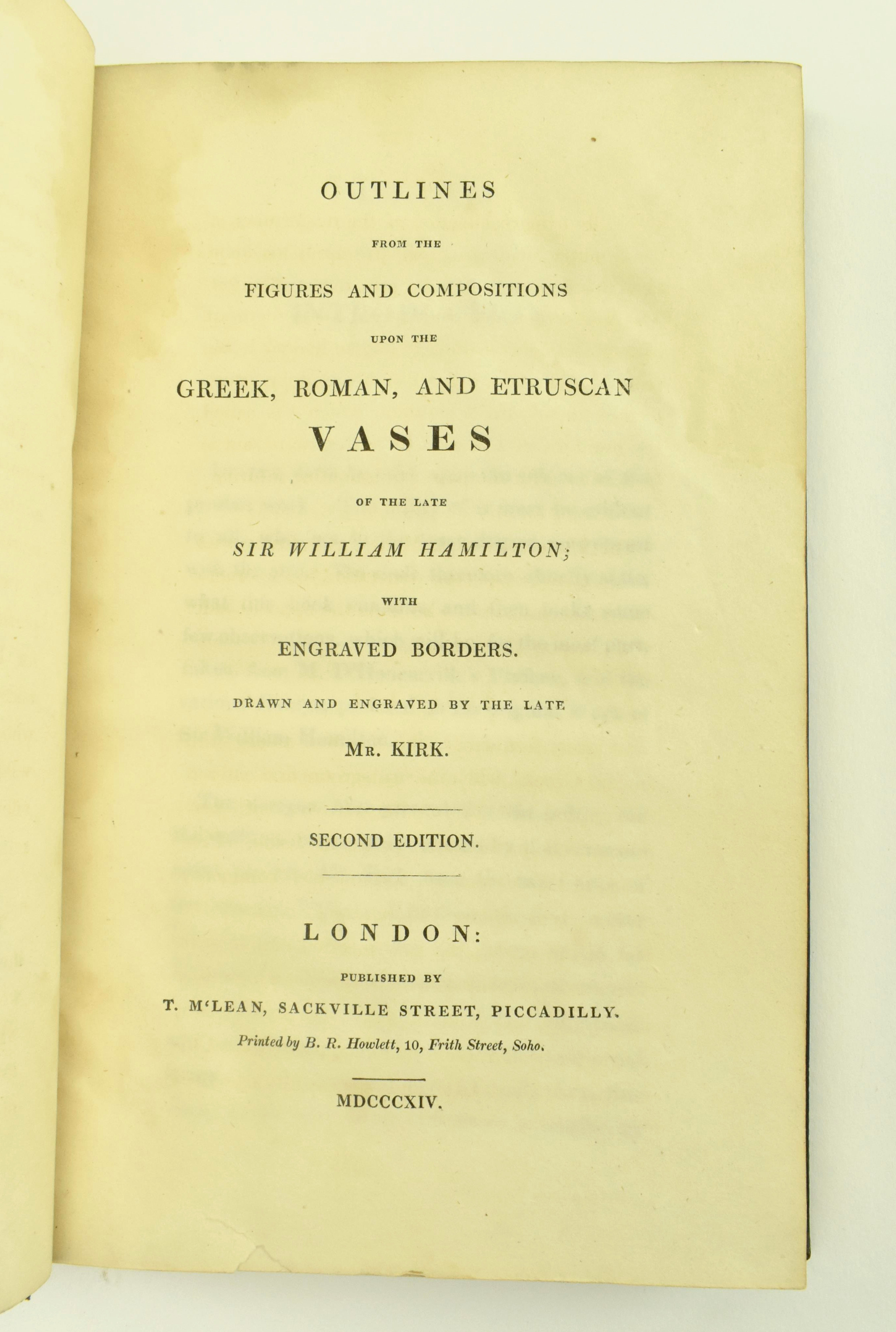 HAMILTON, SIR WILLIAM - OUTLINES OF GREEK & ROMAN VASES, 2nd ED - Image 2 of 6