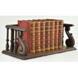 19TH CENTURY STYLE MAHOGANY BOOK TROUGH & VICTORIAN BOOKS