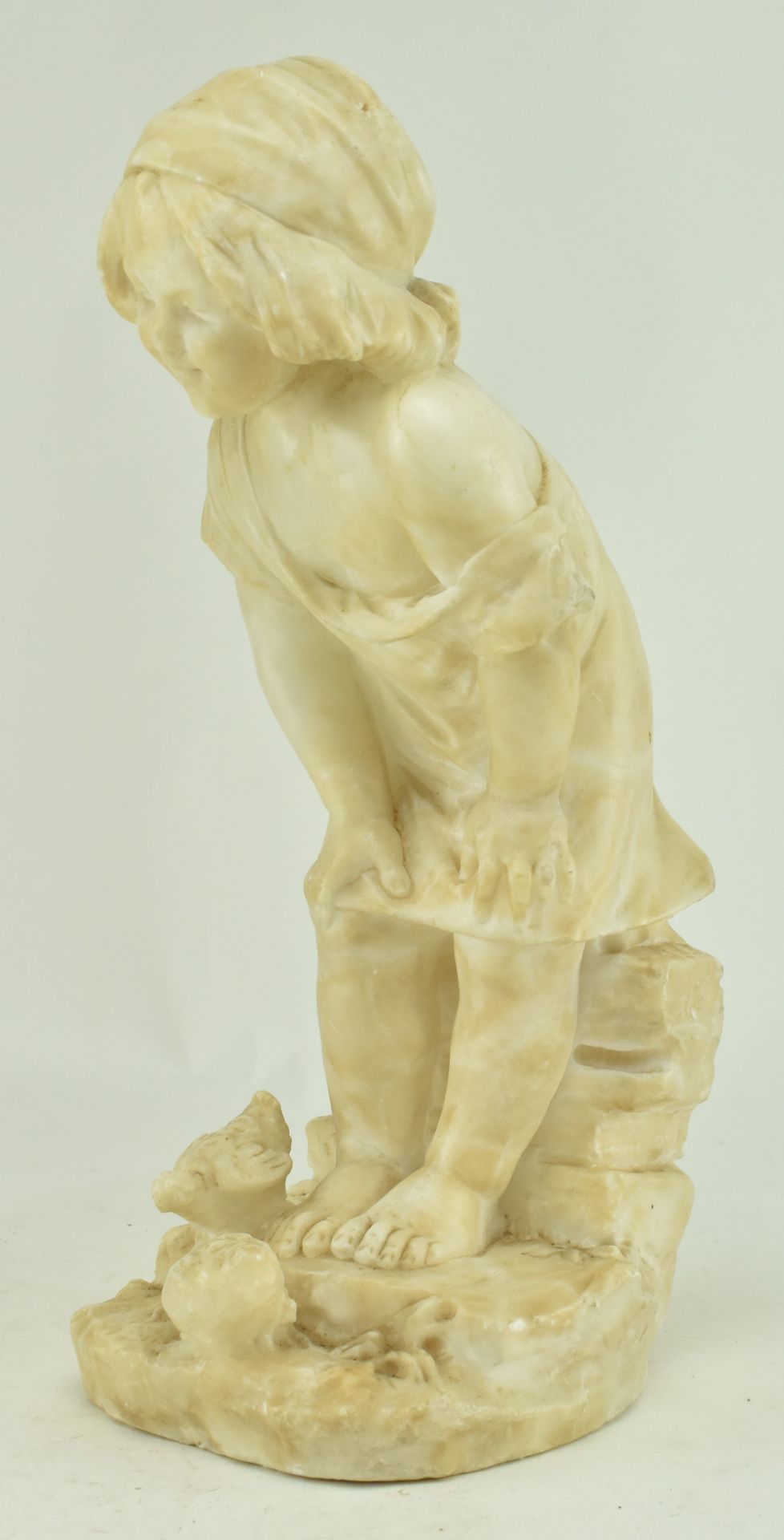 AFTER GIUSEPPE GAMBOGI - CARVED ALABASTER FIGURE OF GIRL