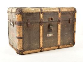 CROSS, LONDON - EARLY 20TH CENTURY LEATHER STEAMER TRUNK