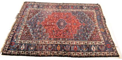 LARGE 20TH CENTURY AZIMI PERSIAN HAND KNOTTED RUG