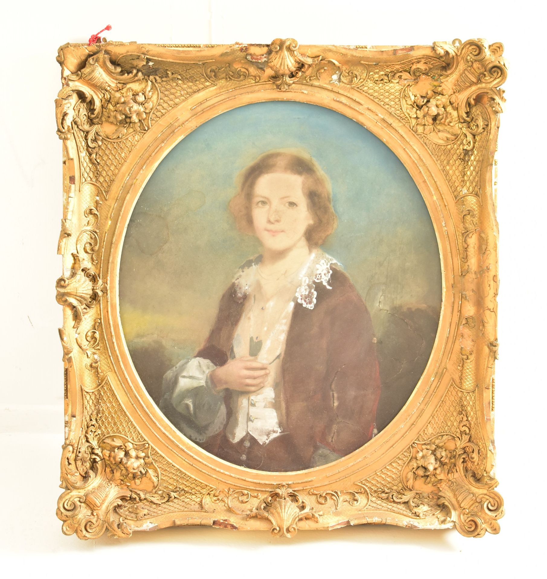 FRENCH 18TH CENTURY GILT GESSO & WOOD PASTEL FRAME - Image 2 of 10