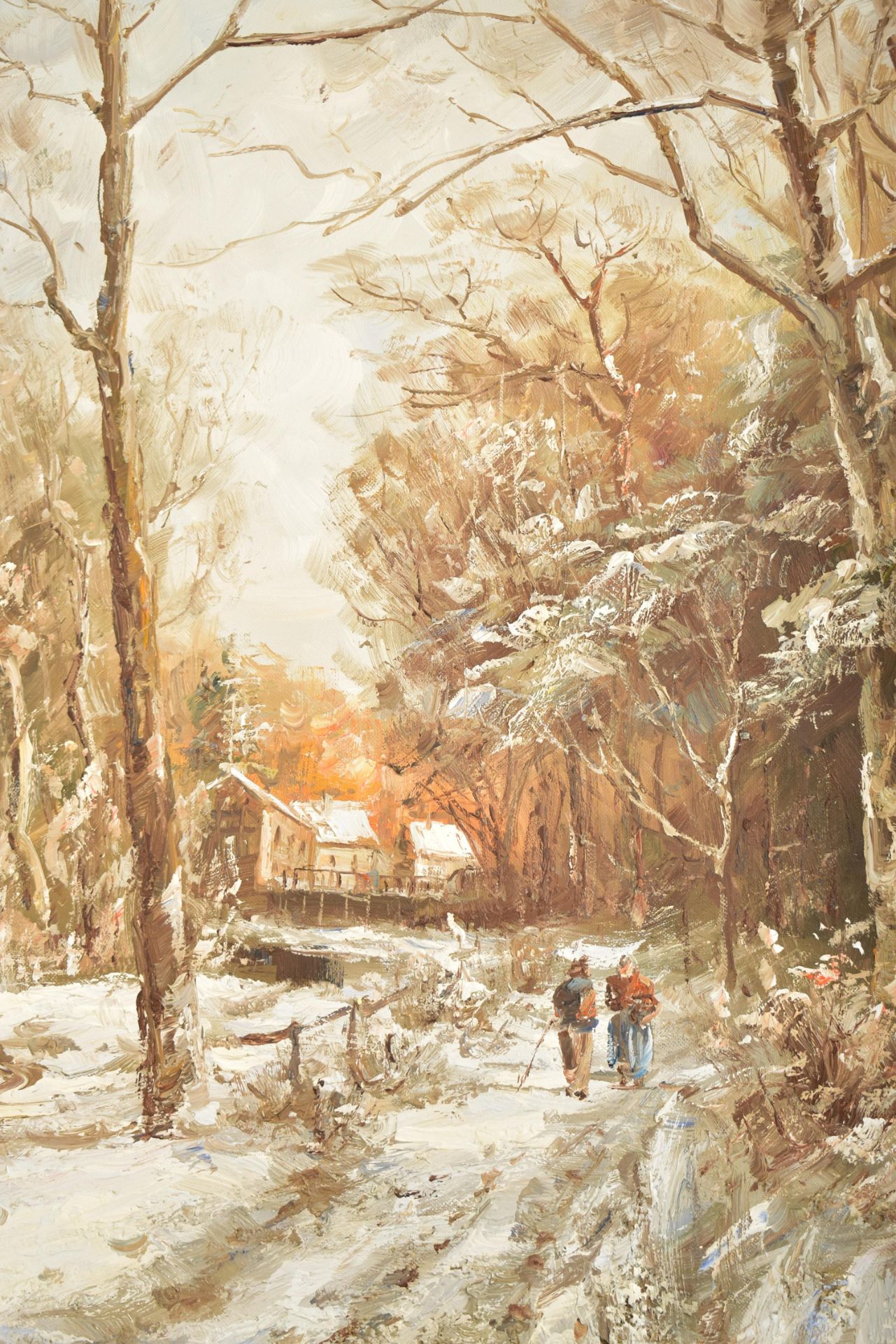 THEO VAN CLEEF - PAIR OF OIL ON CANVAS SNOWSCAPE PAINTINGS - Image 5 of 9