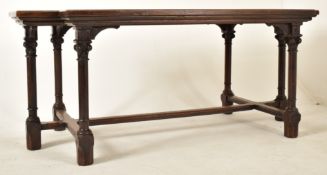 19TH CENTURY FRENCH OAK REFECTORY SHAPED DINING TABLE