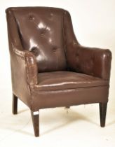 CHESTERFIELD BROWN LEATHER BUTTON BACK ARMCHAIR