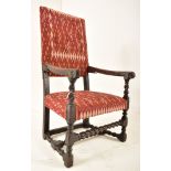 CONTINENTAL 18TH CENTURY CARVED OAK THRONE HALL ARMCHAIR