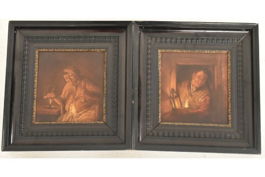 PAIR 19TH CENTURY OIL PAINTINGS AFTER FLEMISH MASTERS - Image 1 of 9