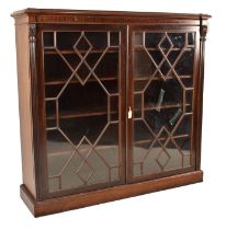 LARGE GEORGE III MAHOGANY ASTRAGAL GLAZED LIBRARY CABINET