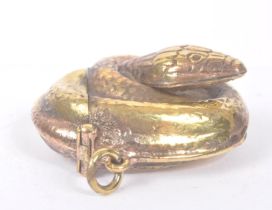 VINTAGE 20TH CENTURY GILT METAL SNAKE VESTA CASE