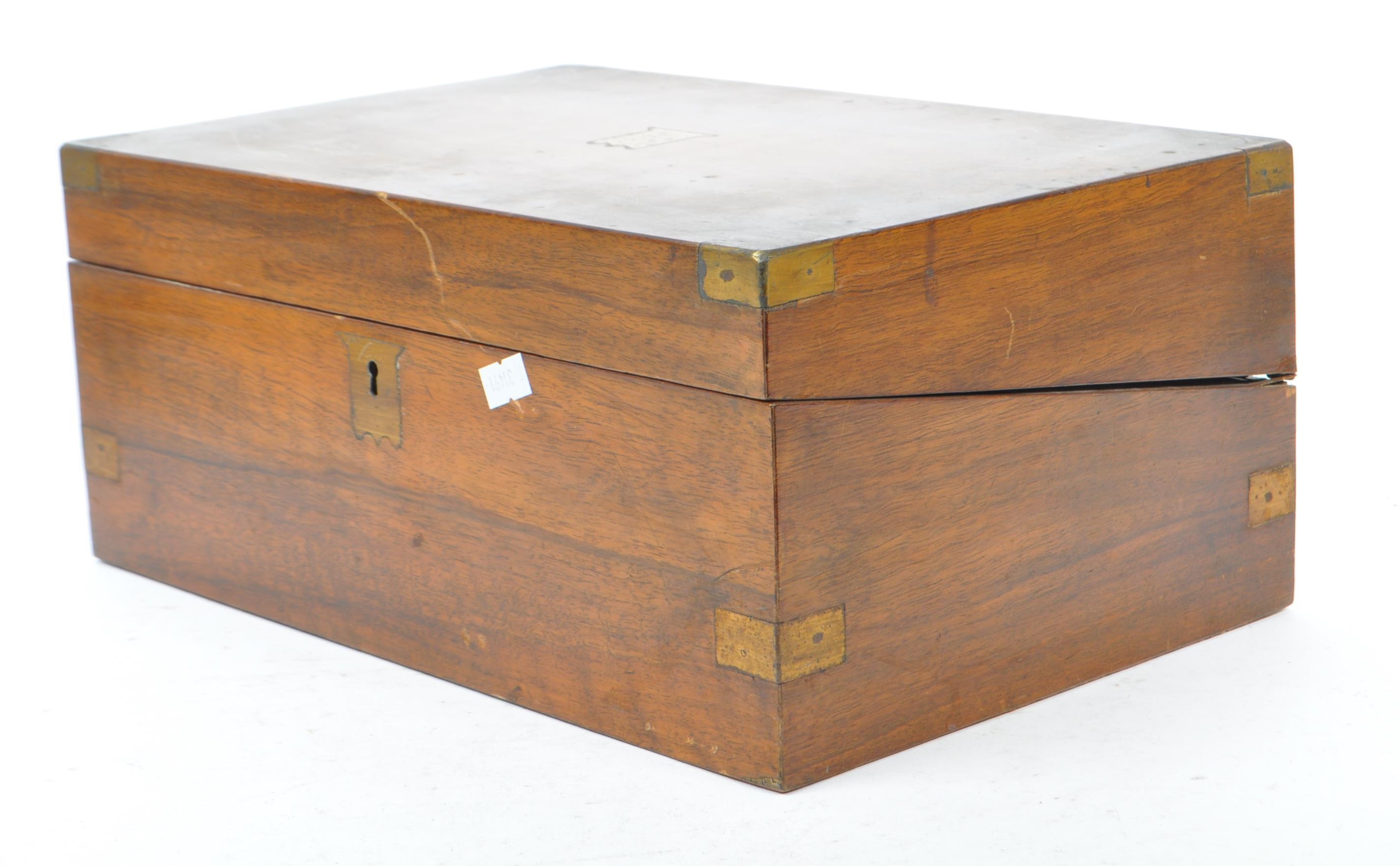 19TH CENTURY TEA CADDY WITH LATER OAK WOOD WRITING SLOPE - Image 9 of 9