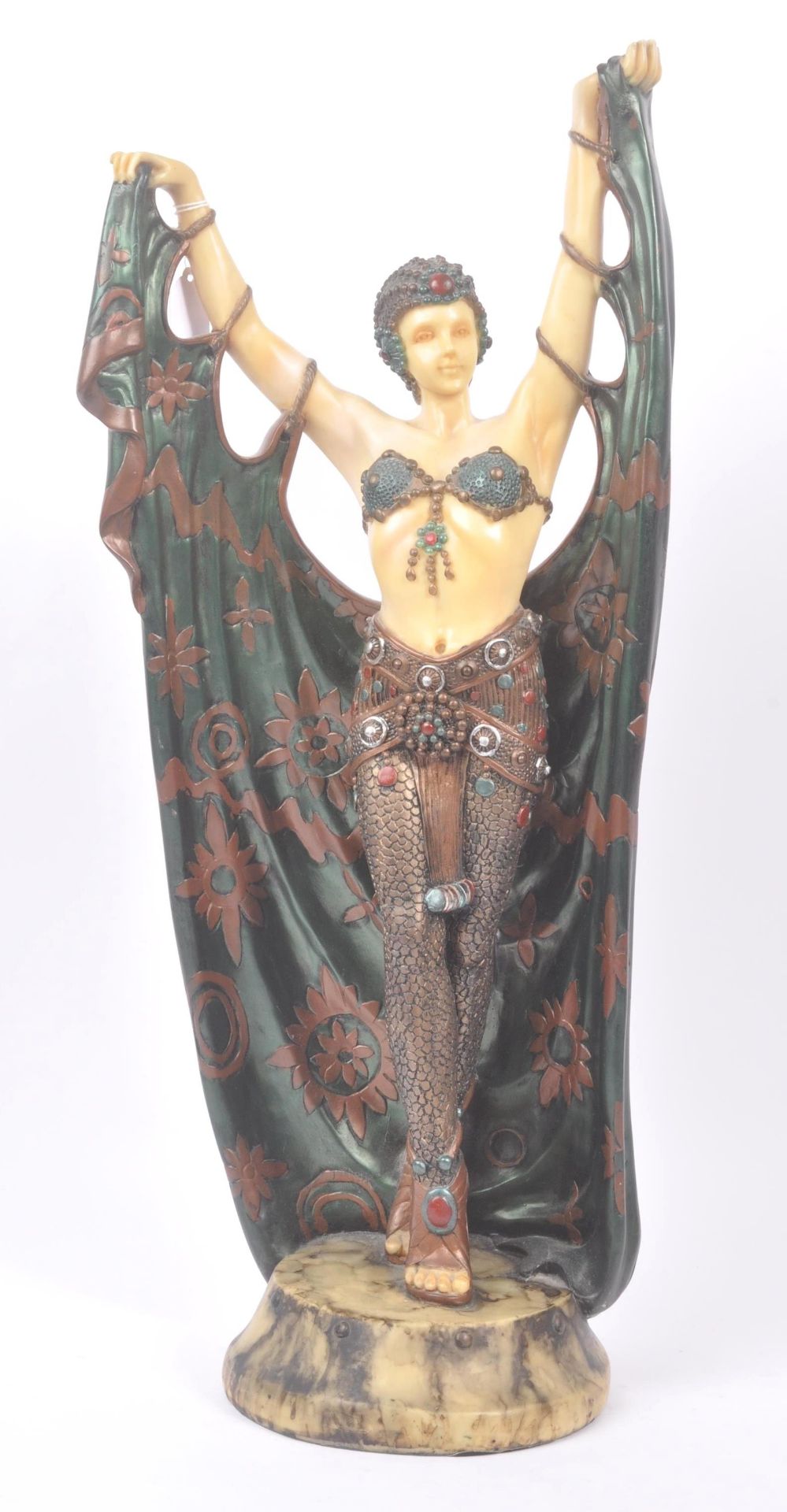 20TH CENTURY LARGE DECO STYLE RESIN DANCING FIGURINE