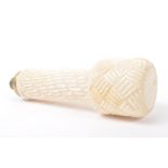 VINTAGE CARVED BONE CANE HANDLE WITH PLAID PATTERN