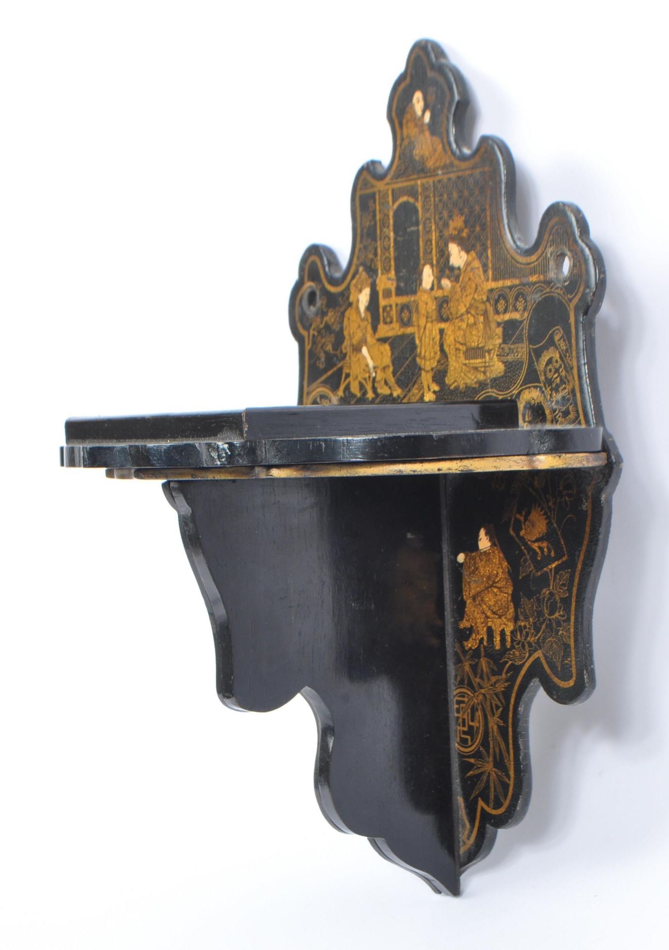 CHINESE LACQUERED WALL SCONCE SHELF - Image 6 of 7