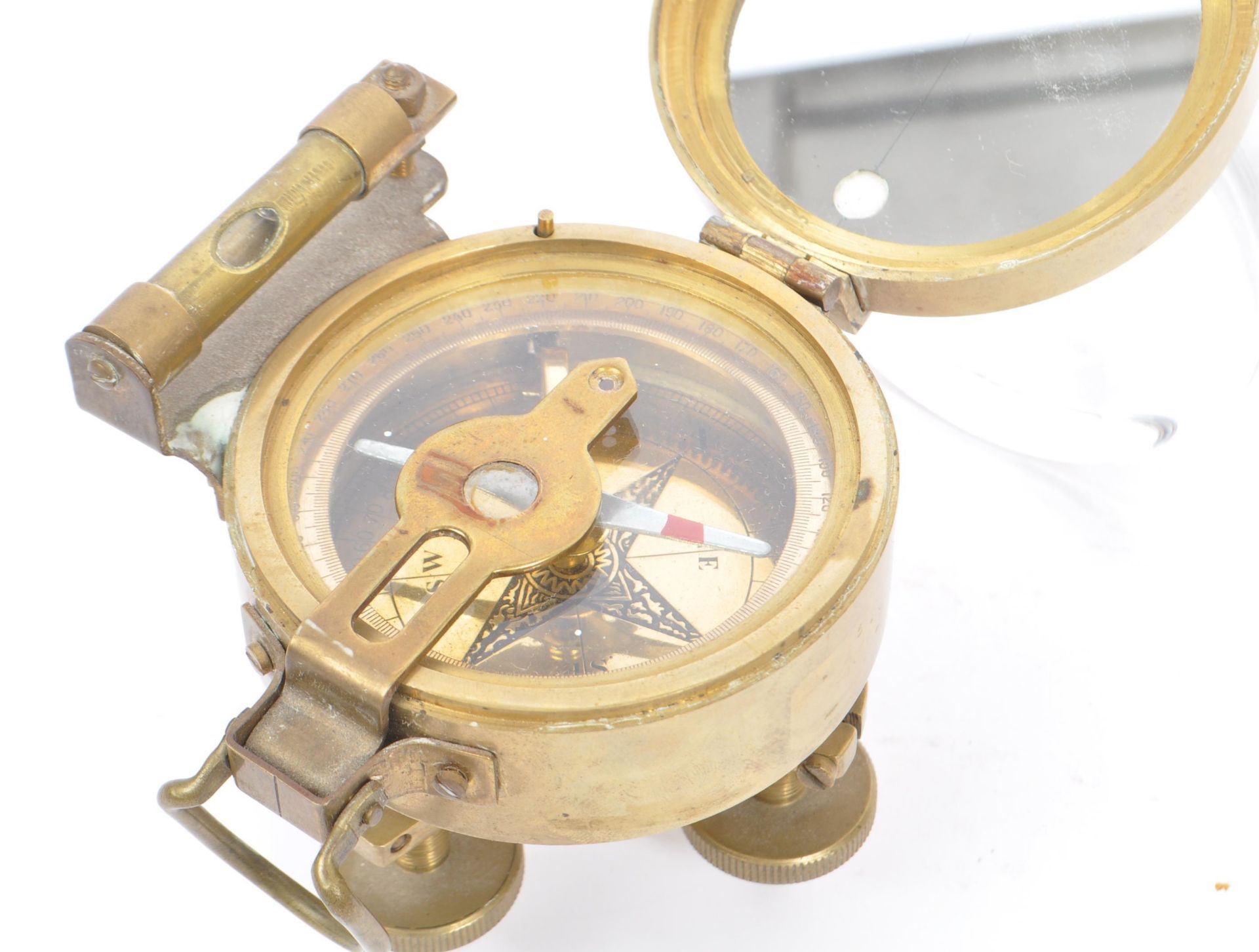NATURAL SINE BRASS CASED COMPASS WITH SPIRIT LEVEL - Image 3 of 8