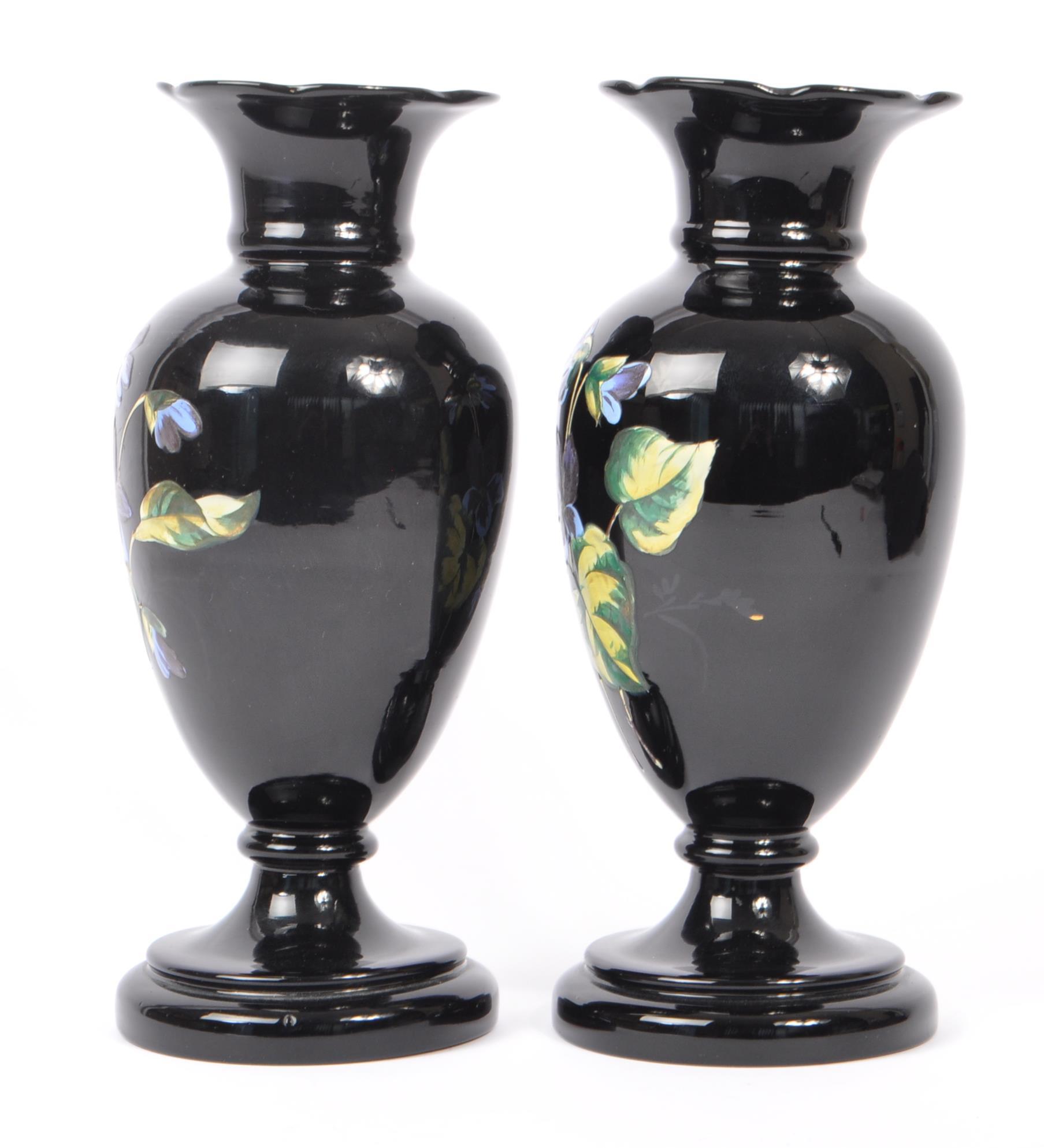 PAIR OF EDWARDIAN ENAMELLED BOHEMIAN STYLE GLASS VASES - Image 2 of 7