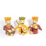 THREE RAJASTHANI INDIAN BAWLA BAND FIGURES