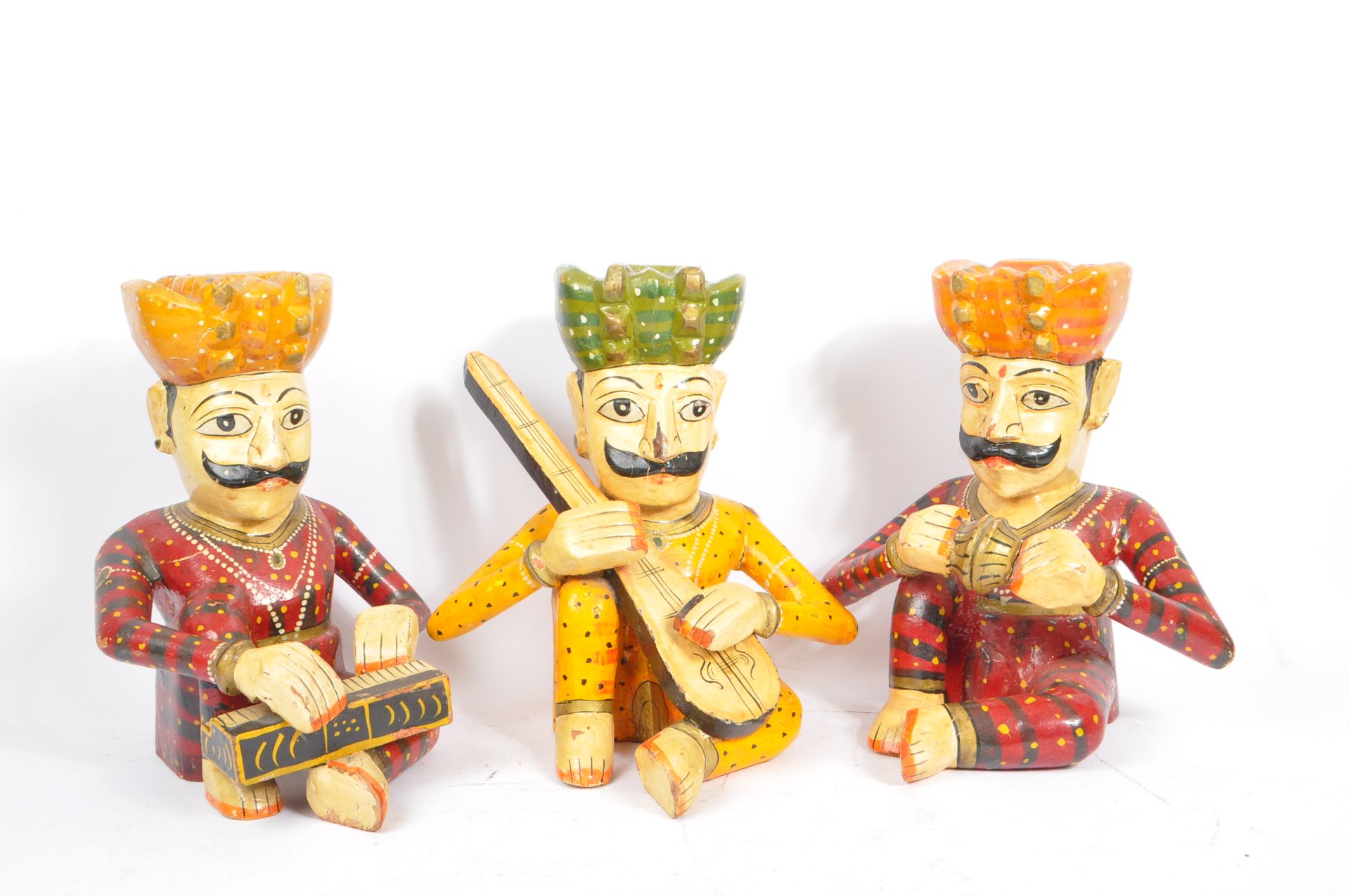 THREE RAJASTHANI INDIAN BAWLA BAND FIGURES