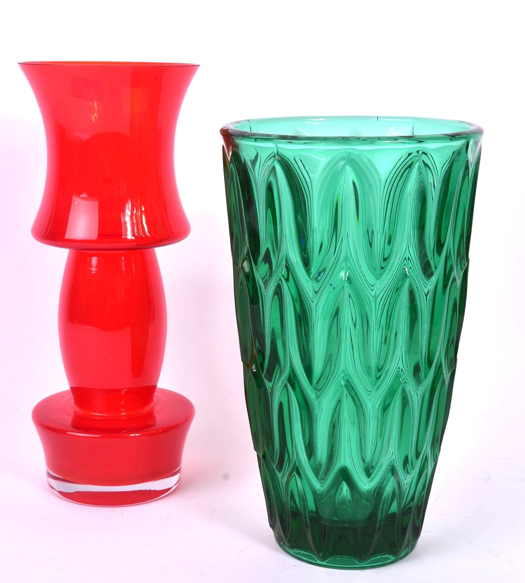 TWO MID CENTURY STUDIO ART GLASS VASES