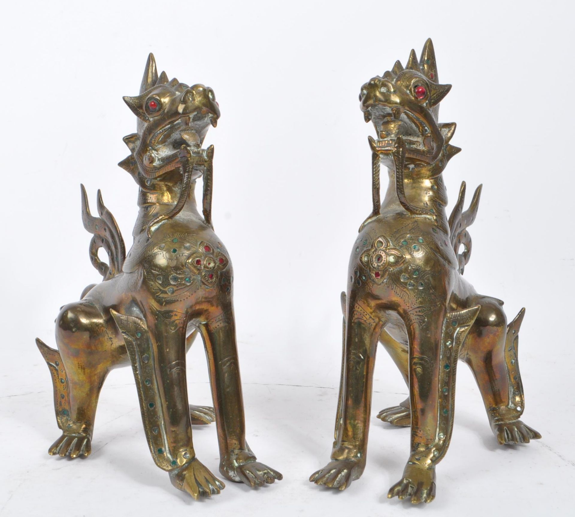 PAIR OF 20TH CENTURY BURMESE CHINTHE DRAGONS - Image 3 of 7