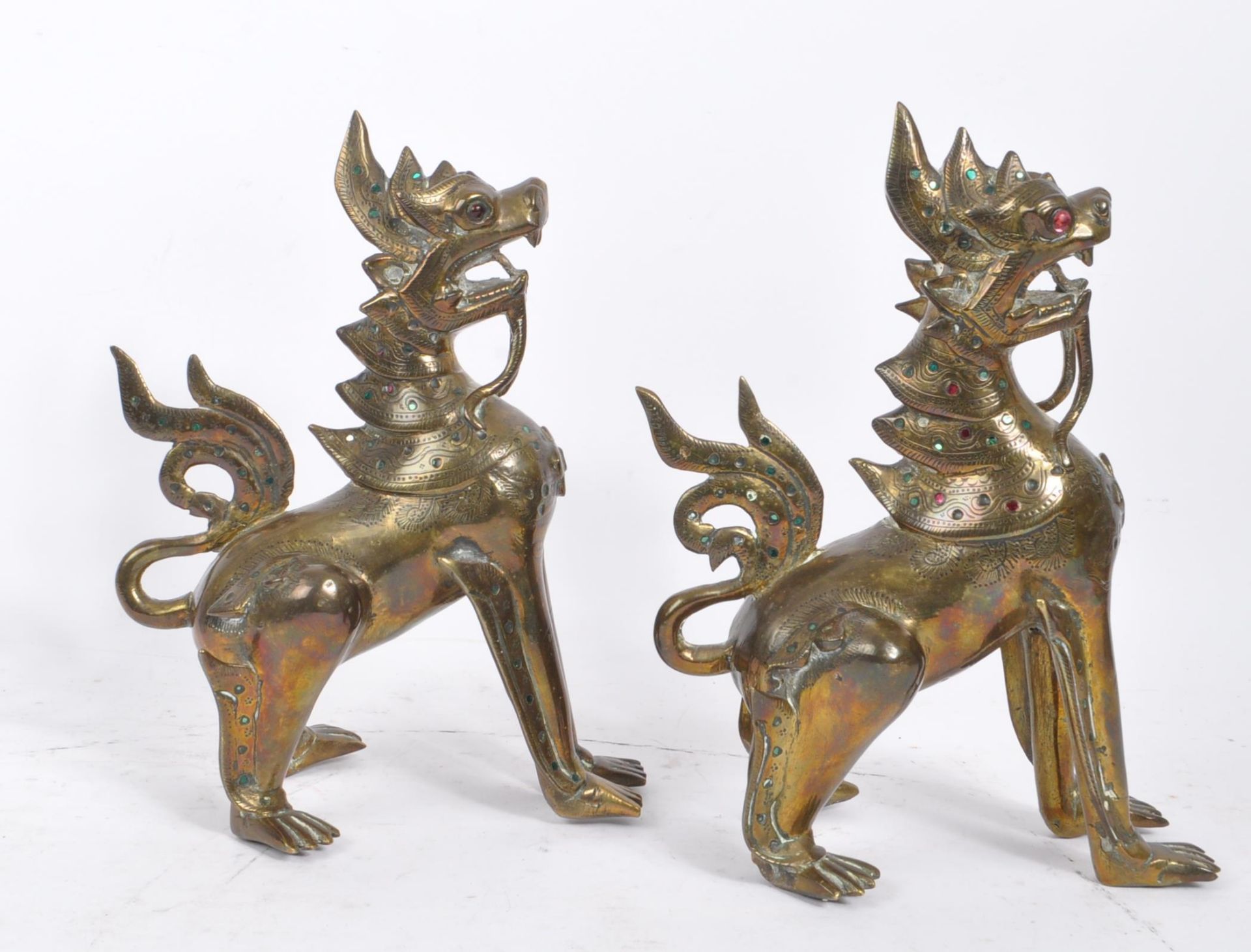 PAIR OF 20TH CENTURY BURMESE CHINTHE DRAGONS - Image 6 of 7